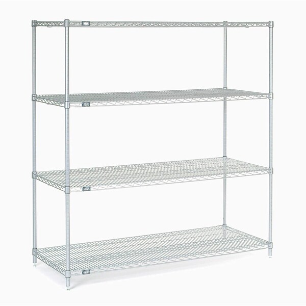 Nexel 4 Shelf, Stainless Steel Wire Shelving Unit, Starter, 60inW x 24inD x 63inH 189476 - main